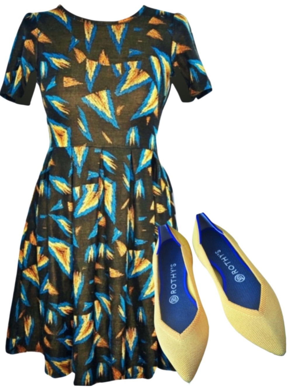 Lularoe Charcoal Print Short Sleeve Dress Sz M